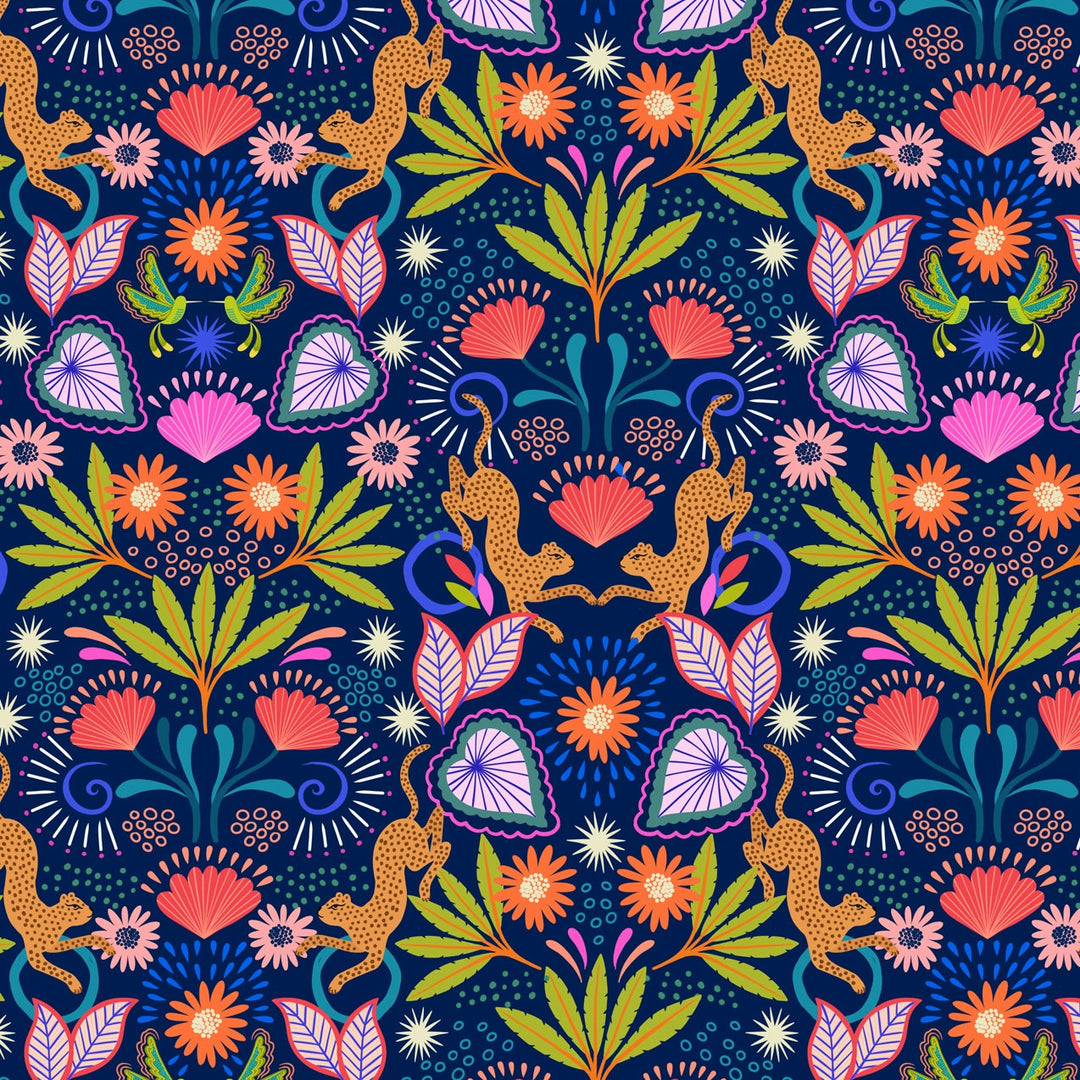 Lewis & Irene - Bahia - Mirrored Jaguar on Dark Blue