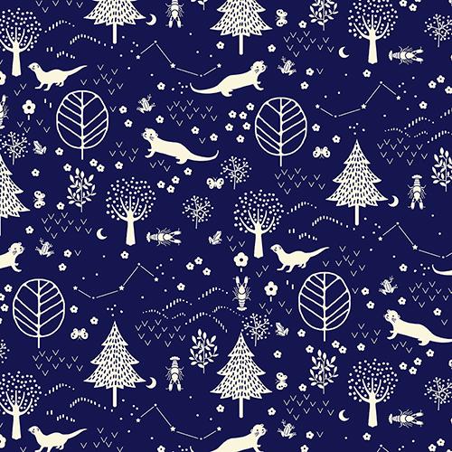 Paintbrush Studio - Otter Romp - Forest - Navy