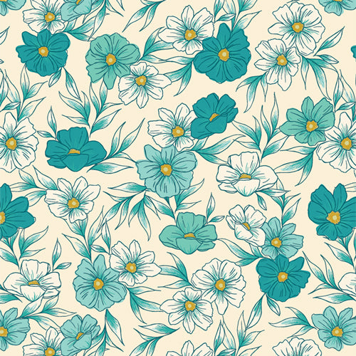 Art Gallery Fabrics - Bloomcore - Tinted Blooms Lagoon