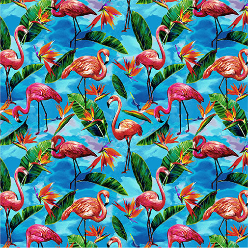 Paintbrush Studio - Fabulous Flamingos - Small Allover - Dark Blue