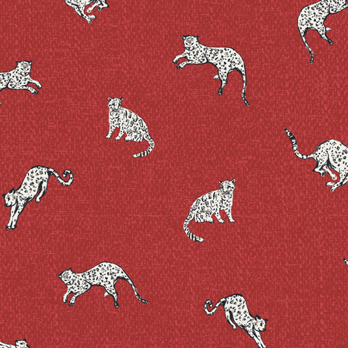 Art Gallery Fabrics - Boscage - Wandering Leopards - Ruby