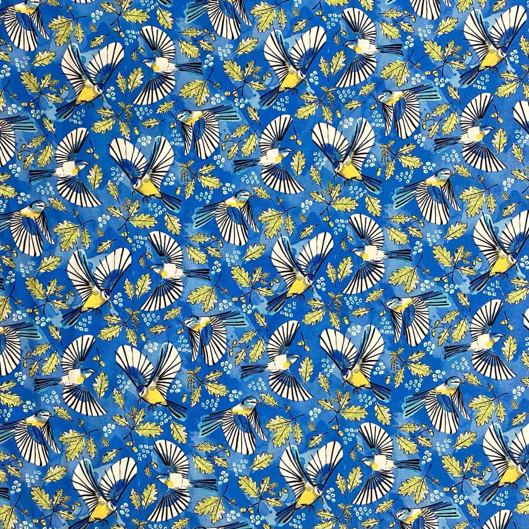 Fabric Merchants - Marketa Stengl - Birds and Oak Leaves - Blue Yellow