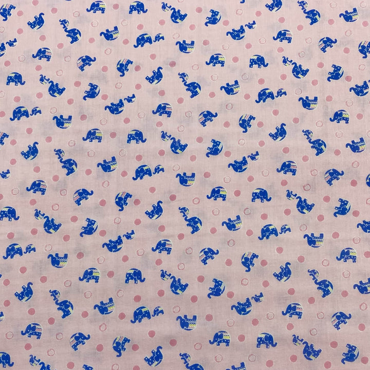 Cosmo Textile - Elephants - Pink - Japanese Cotton Fabric