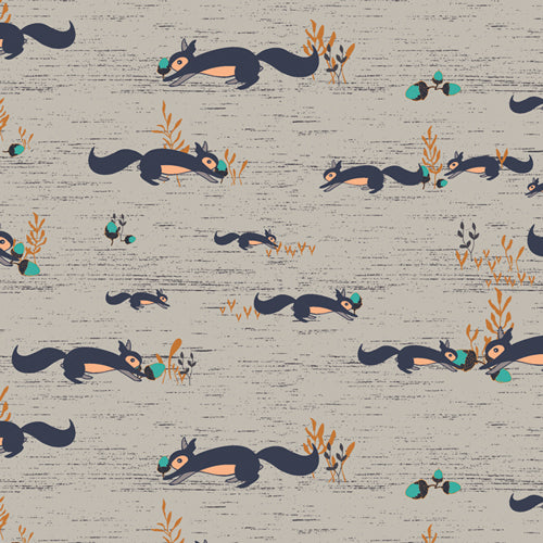 Art Gallery Fabrics - Little Forester Fusion - Squirrels at Play Forester
