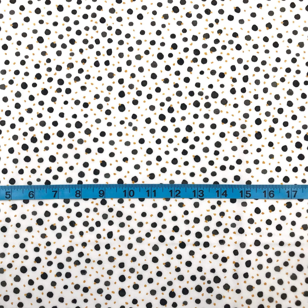 Cosmo Textile - Black and Gold Dots On Ivory - Japanese Cotton Fabric