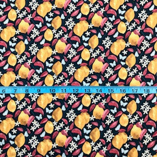 Fabric Merchants - Marketa Stengl - Digital Lemons with Flowers and Butterflies - Blue/Gold