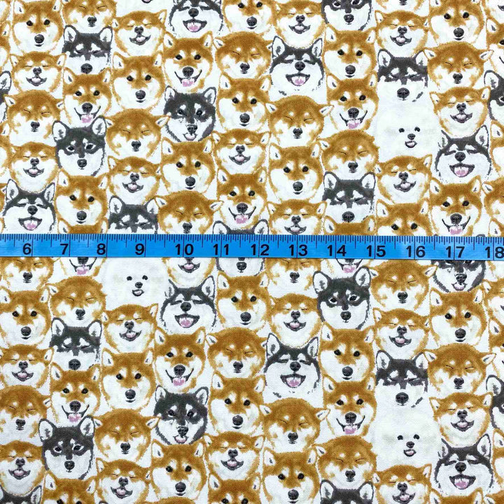 Kokka Japan - Trefle - Shiba Inu and Bichon Frise  - Japanese Cotton Fabric