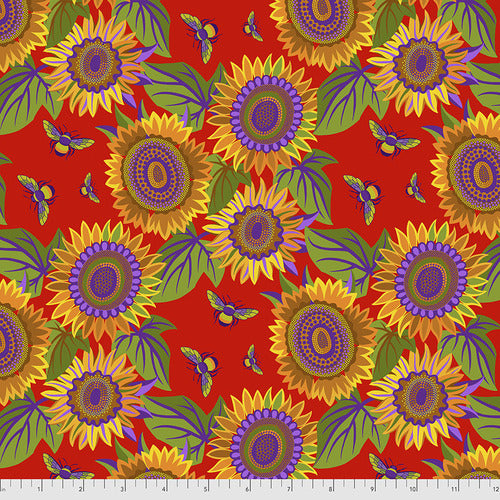 Art Gallery Fabrics - Sassy Summer Salsa - Small Sunflower - Red