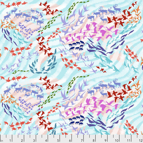FreeSpirit Fabrics - Migratory Map - Migration - Aqua