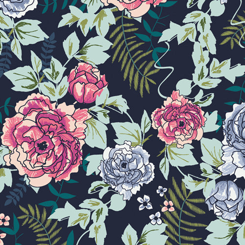 Art Gallery Fabrics - Trouvaille - Everblooming Camellias Dim